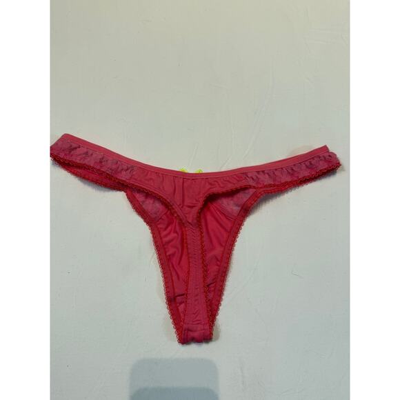 NWOT LEI Lace Trim Thong – Pink with Green Bow – Size L - Picture 2 of 3